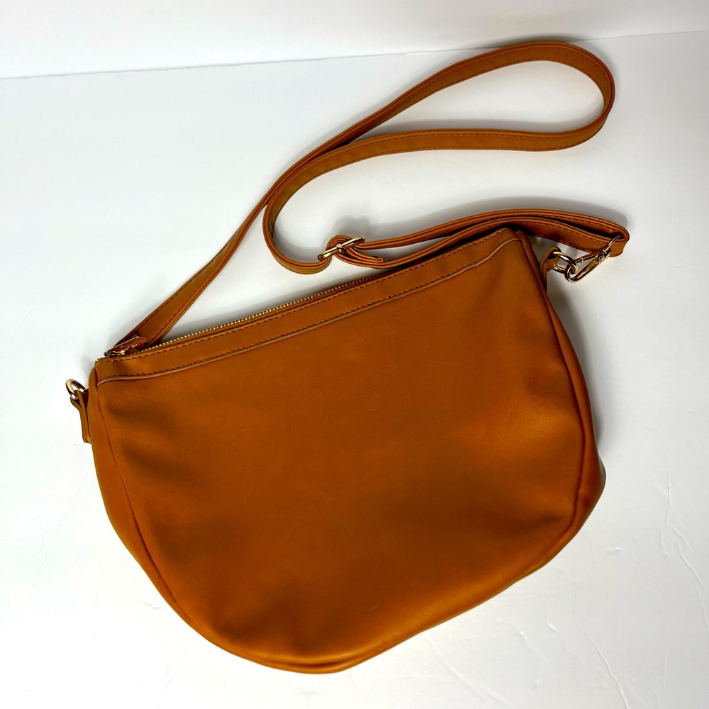 Mali + Lili Vegan Leather Brown Crossbody Shoulder Bag